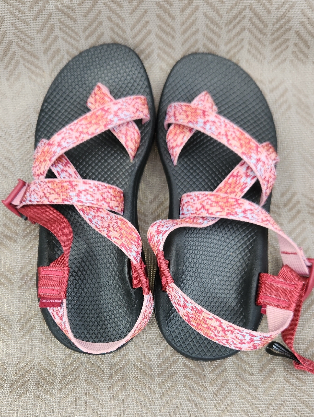 Chaco Coral and Pink Adjustable Strappy Sandals